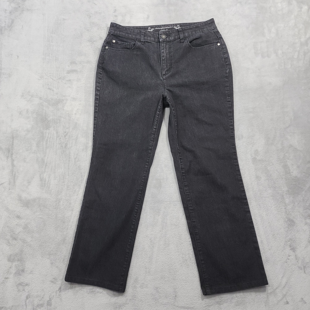 Christopher & Banks Jeans Womens 8 SHORT Washed Black High Rise Straight Leg